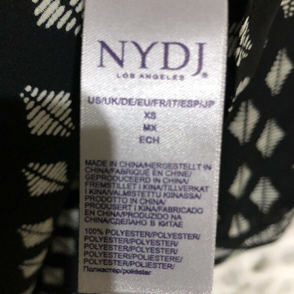 NYDJ Not Your Daughters Jeans Womens Tunic Top Black/White v-neck Tie XS - Picture 9 of 11